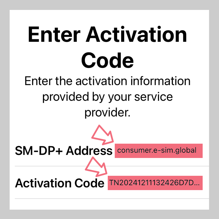 Hold your finger firmly on the QR code. The eSIM set up process will begin automatically!